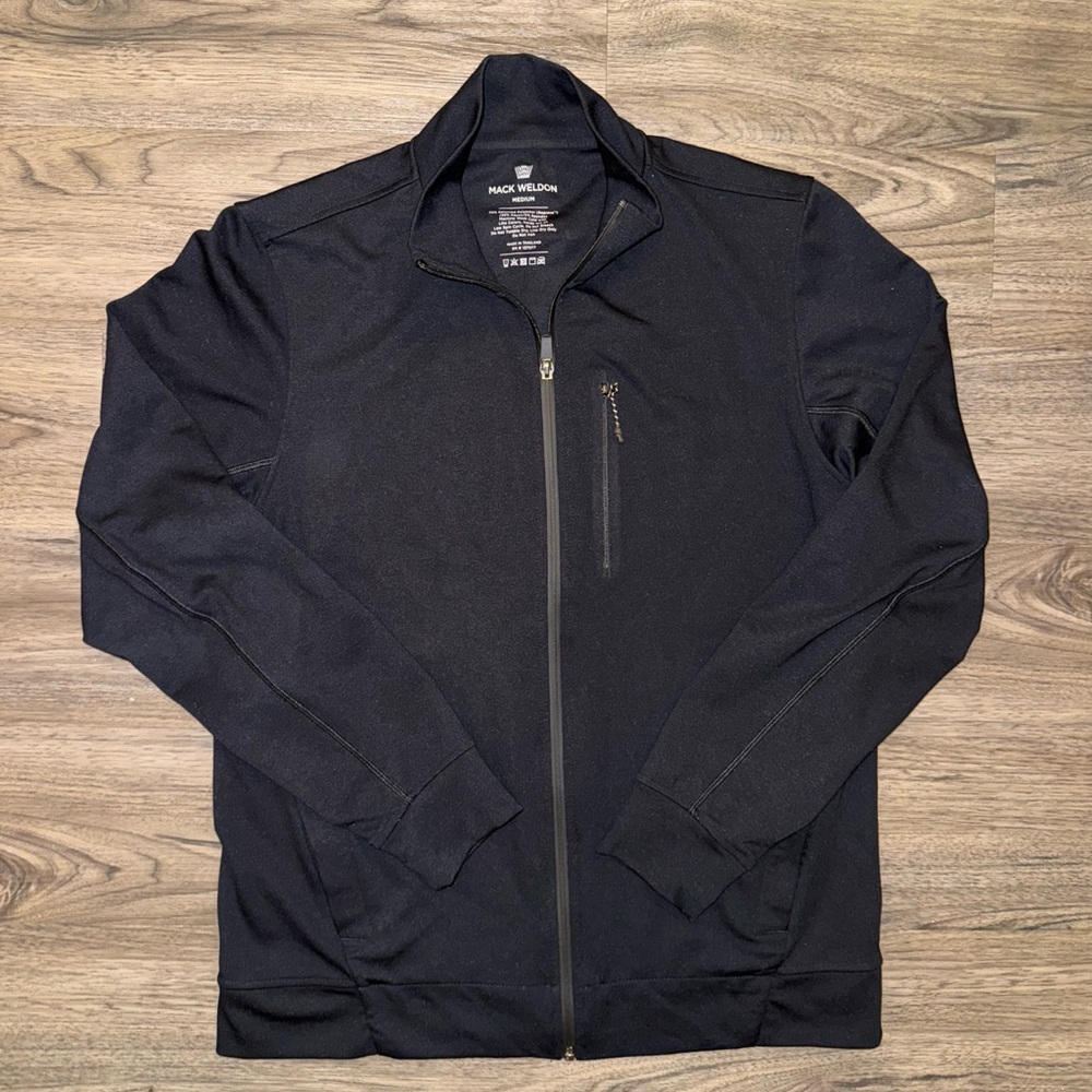 Mack Weldon Atlas Full Zip Jacket Mens Medium Black Performance Stretch